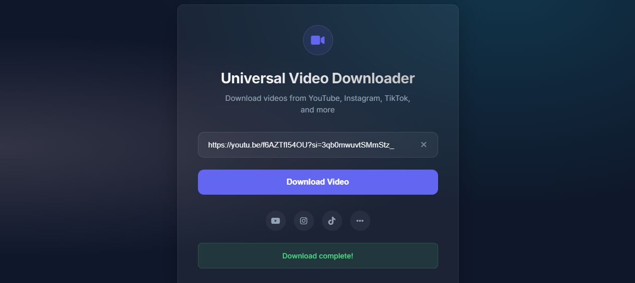 Universal Video Downloader — Project by Rabeel Ahmed
